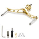 【送料無料】HEIGHTEN 80/92/95/98/110mm リール ハンドル (ノブ無し) シマノ(Shimano) ダイワ(DAIWA) 通用 スピニングリール 用 (98mm - ゴールド) (107)