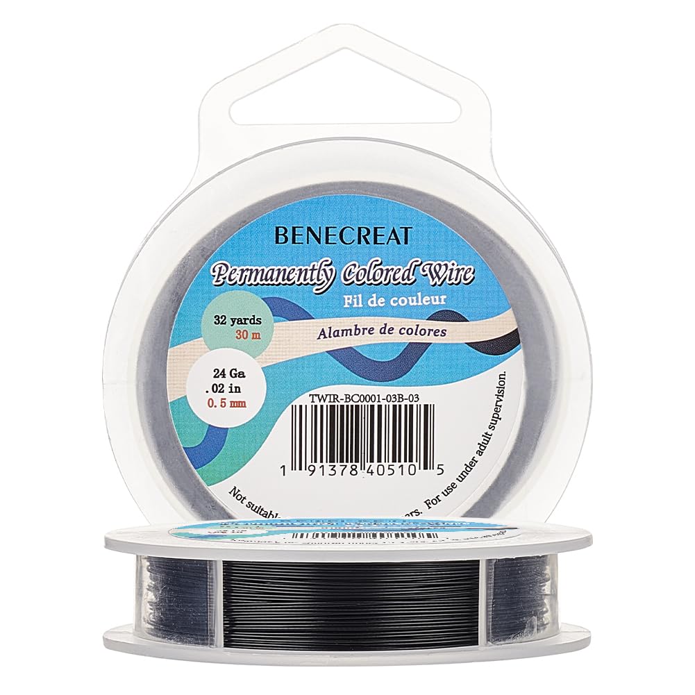 【送料無料】BENECREAT 全長30m線径0.5mmクラフトワイヤー 黒色ワイヤー ナイロン塗装 ステンレスワイ..