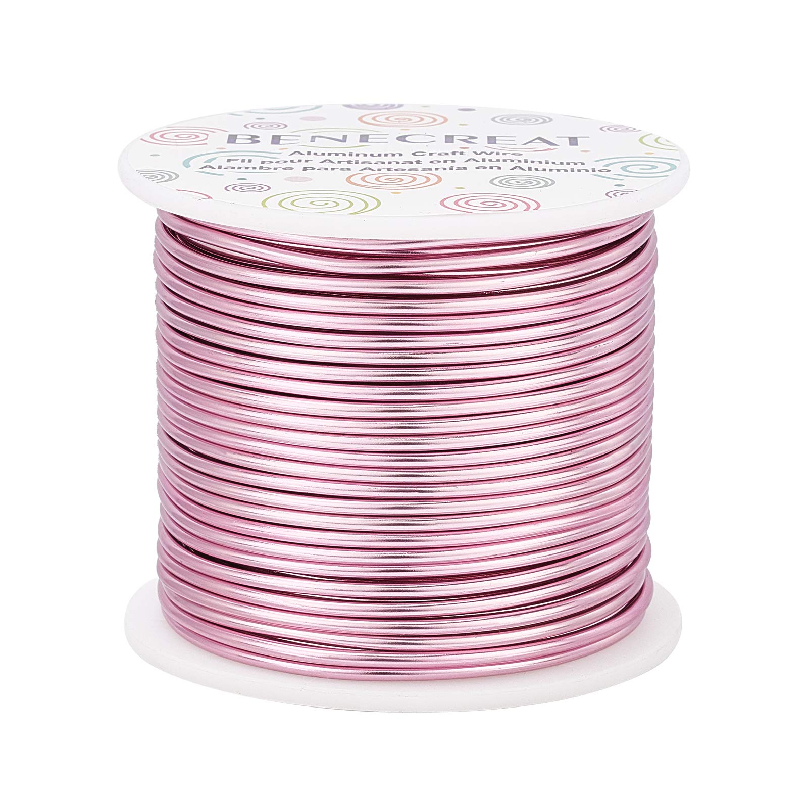 BENECREAT 30m巻2mm アルミワイヤー アルミ線 アクセサリーワイヤー カラフル 装飾品 園芸 置物作り 花屋装飾 クラフト 副資材 手工芸 DIY用 手作り素材 (ピンク)