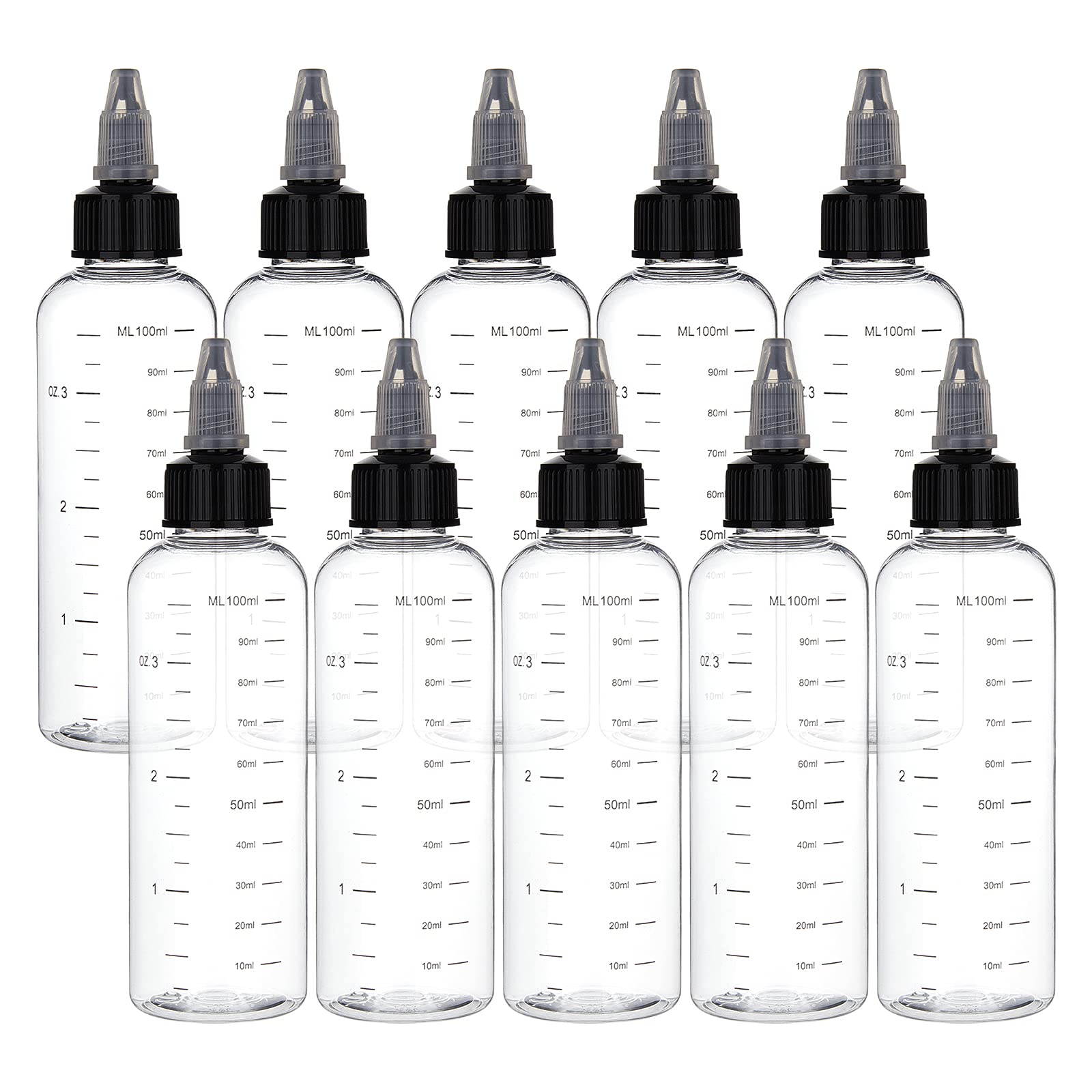 【送料無料】BENECREAT 10個100ml ドロッパーボトル 目盛り ツイストキャップ クリアボトル グルー オ..