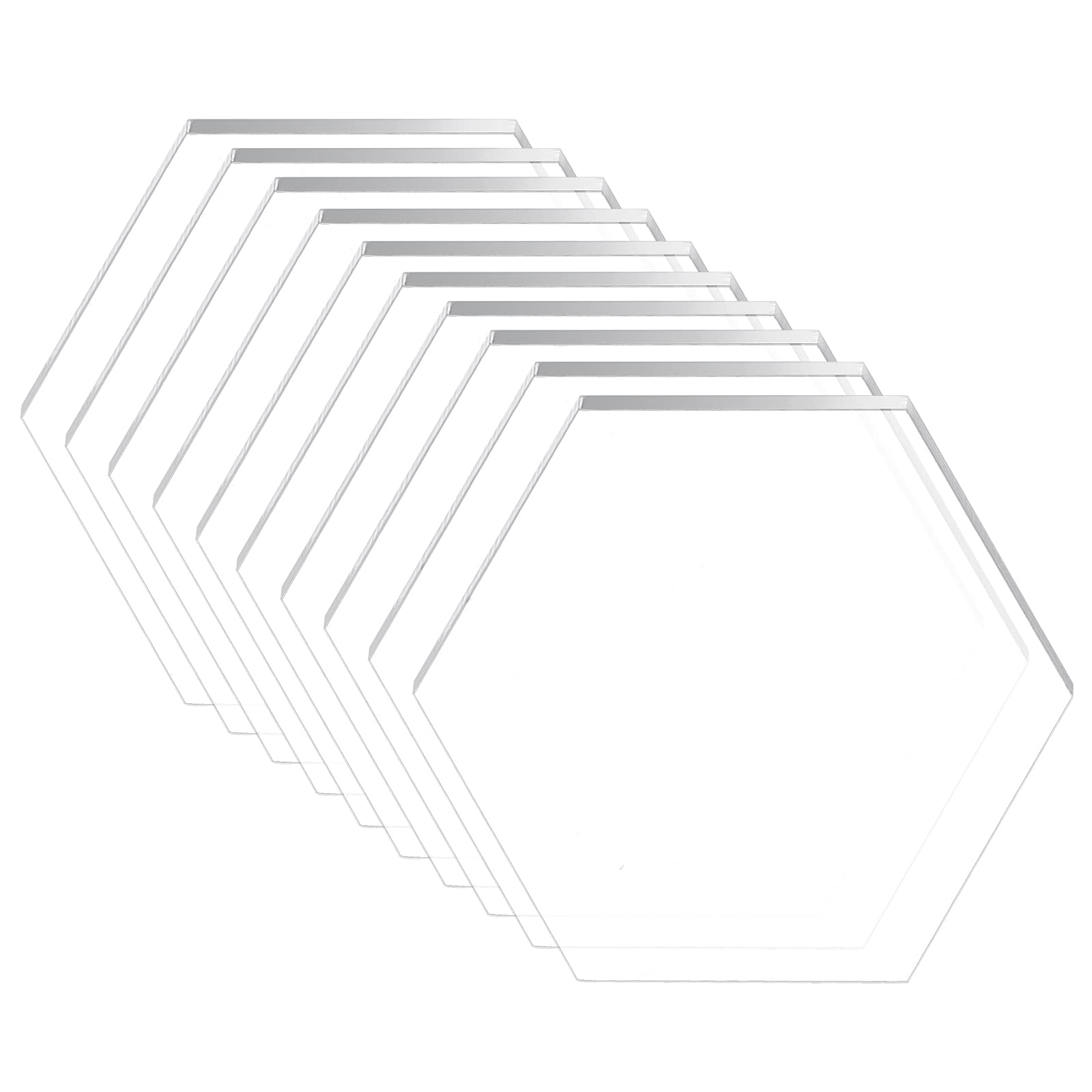 【送料無料】BENECREAT 24枚49x43mm 透明アクリル板 六角形アクリルシート 厚さ3mm 保護紙付き 看板 キ..