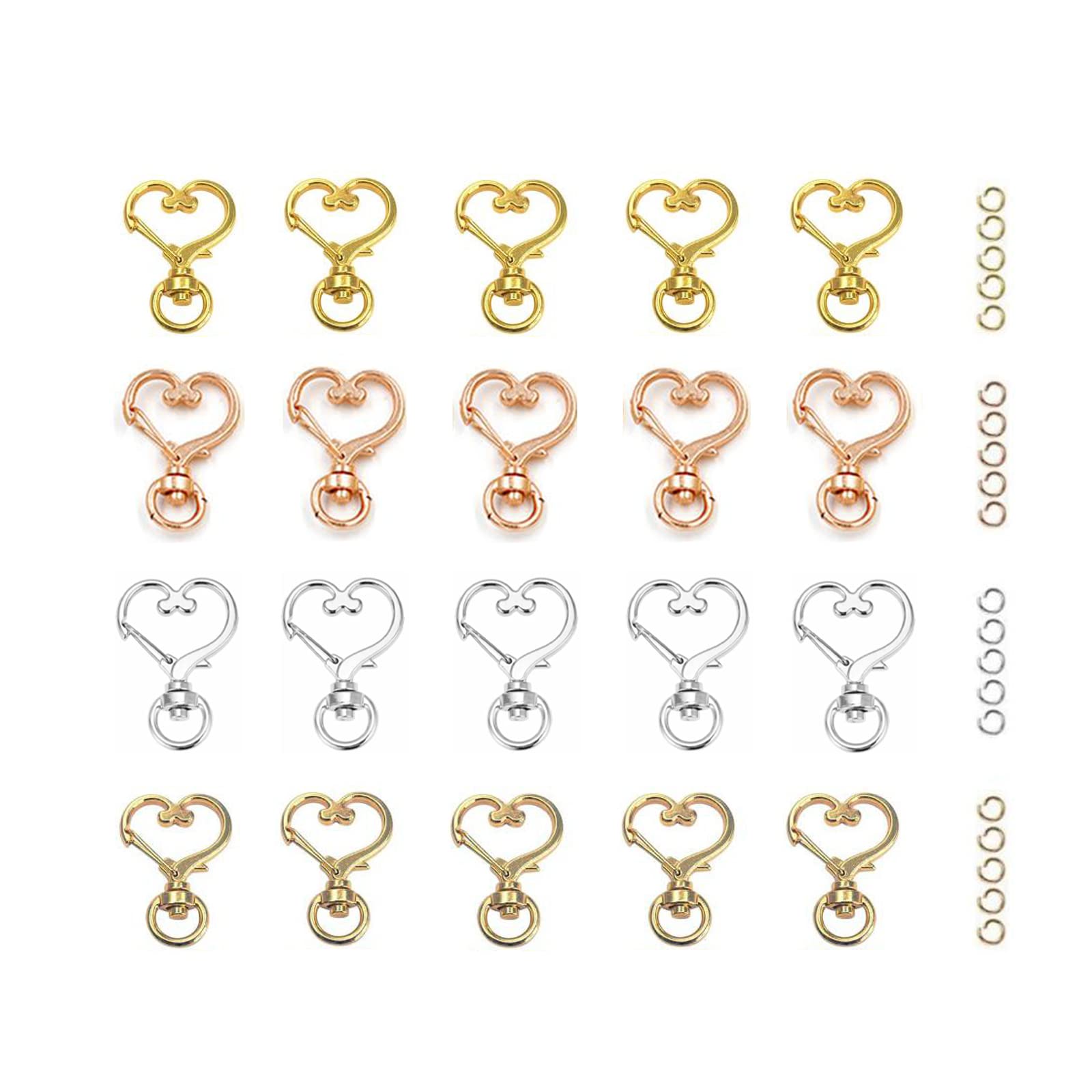 【送料無料】YFFSFDC キーホルダー金具 20個 回転カン付き ワンタッチキーホルダー カワイイ DIY用パーツ 手作り キーリング シルバー ゴールドなど...