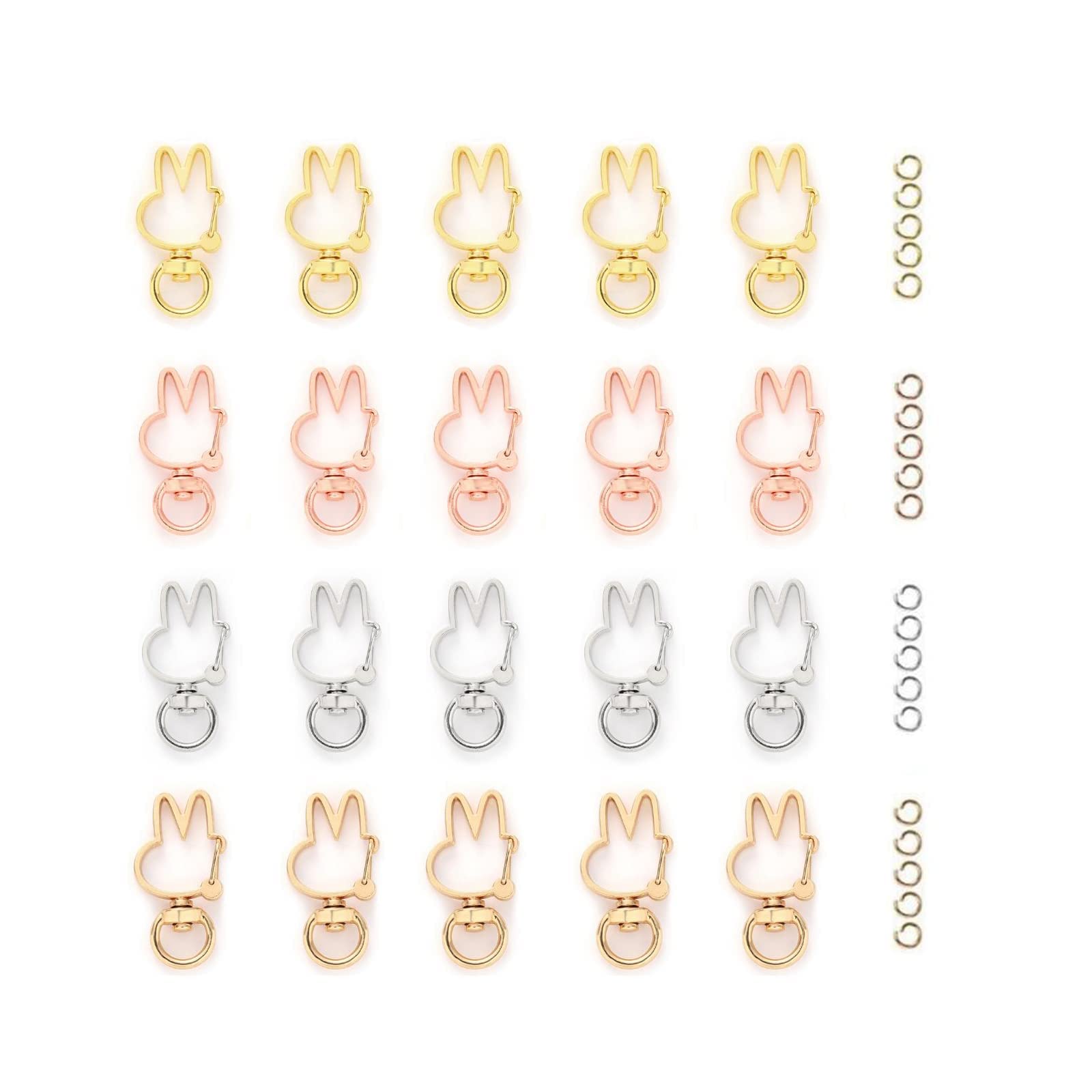 【送料無料】YFFSFDC キーホルダー金具 20個 回転カン付き ワンタッチキーホルダー カワイイ DIY用パーツ 手作り キーリング シルバー ゴールドなど...