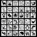 Koonafy テンプレート 36枚 動物形 ステンシルシート パンダ 猫 かわいい プレート 絵画 文具 プレゼント DIY 手作り デザイン 製図 ステンシル タコ 羊 ハムスター 熊 フォックス 獅子 ペンギン 猿 蝶々 鷹 子豚 ワニ (動物形36種)