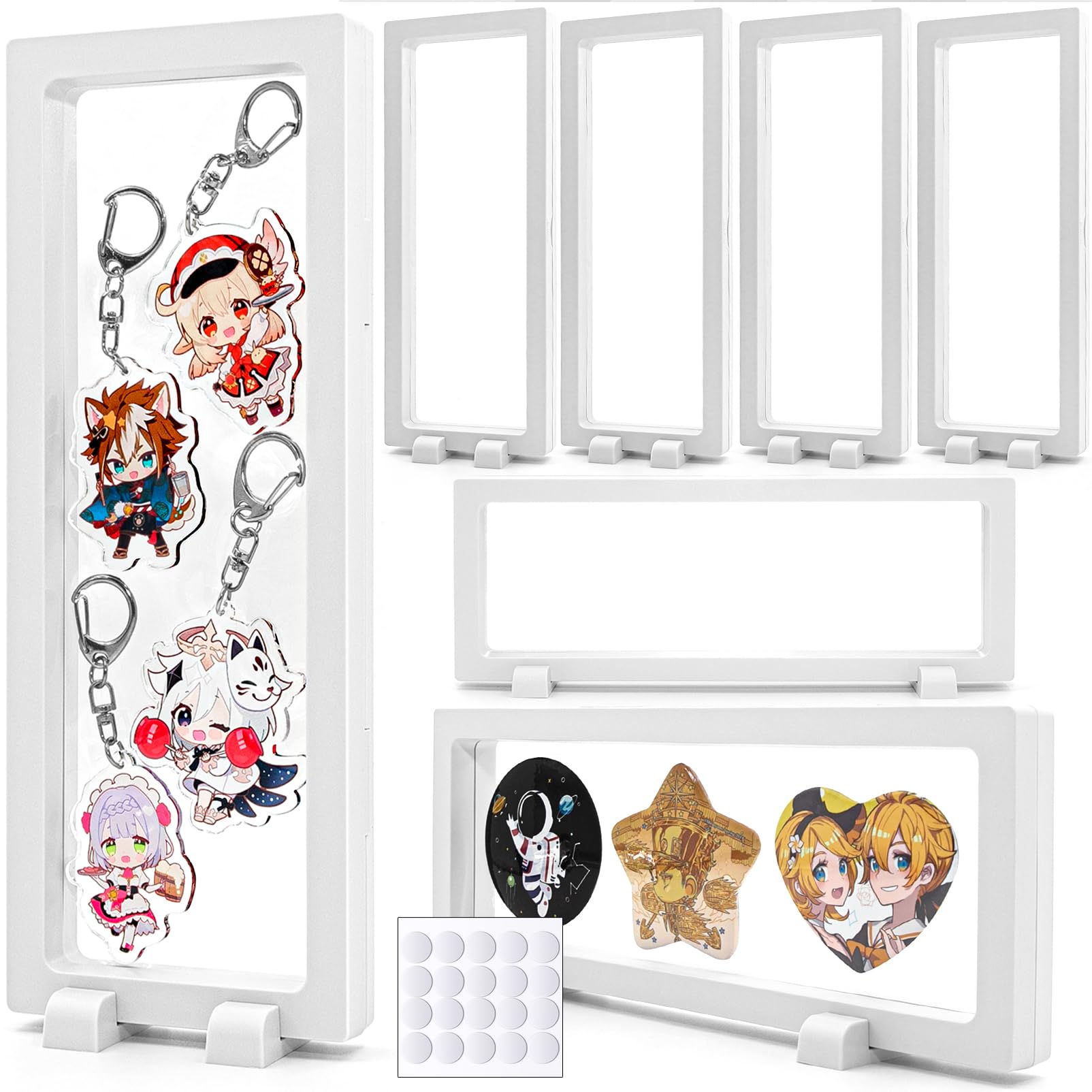 【送料無料】COZENRE ラバーストラップ アクリルキーホルダー 収納 ディスプレイスタンド-7個セット 缶..