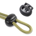 【送料無料】DYZD スプリングコードストッパー 2つ穴 2本紐用 丸型 穴径約6mm 10個入り ブラック
