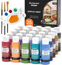 【送料無料】Shuttle Art アクリル絵の具 ビンテージカラー 25色 絵の具セット 60ml ペイントブラシ3本 パレット付き ヴィンテージ風 伝統色 ...