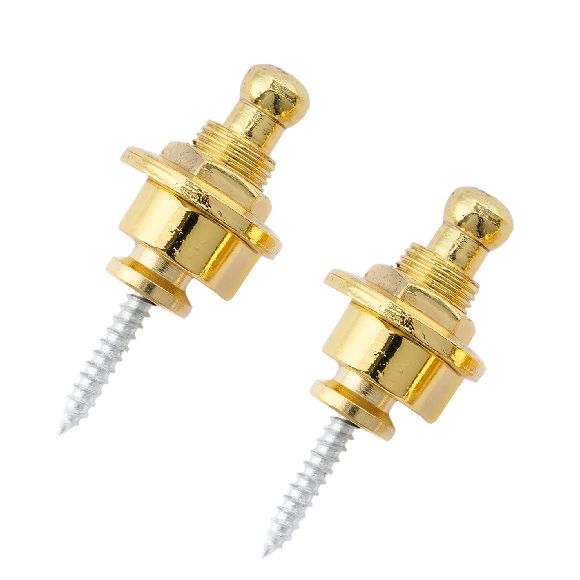 Musiclily ギター ストラップロック ピン Security Strap Locks エレキギター/アコースティックギター/ベース用、ゴールド(2個入)