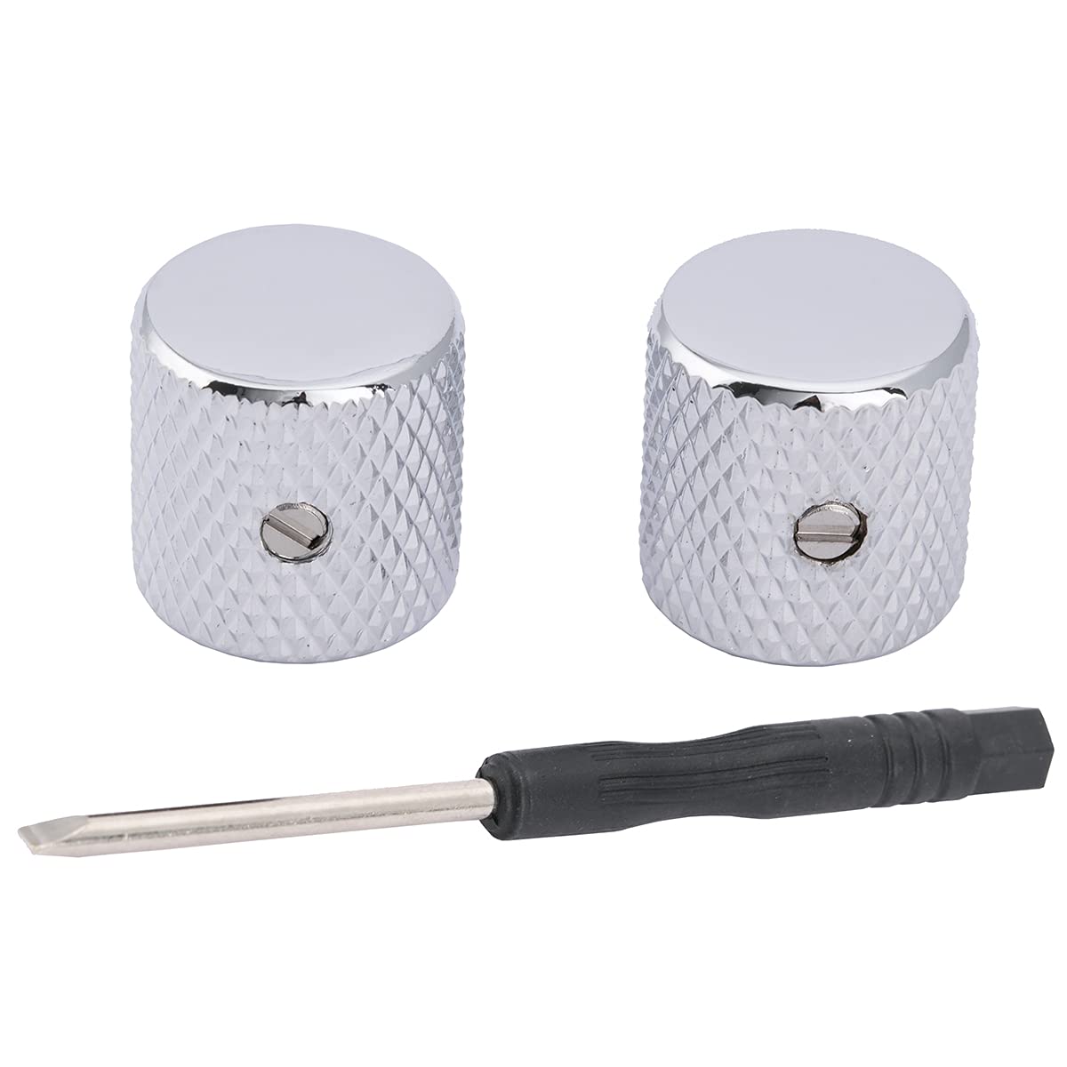 Musiclily Pro 6mm スチール製ギターフラットトップノブ ビス止め テレキャスターエレキギター/プレシジョンベース用、クローム（2個セット）