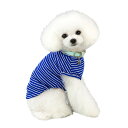 Kingsie 犬服 Tシャツ 夏用 犬の服 可愛い ストライプ ベスト ドッグウェア 中小型犬 猫 ペット服 春夏秋 お出かけ 散歩 (M, ブルー)