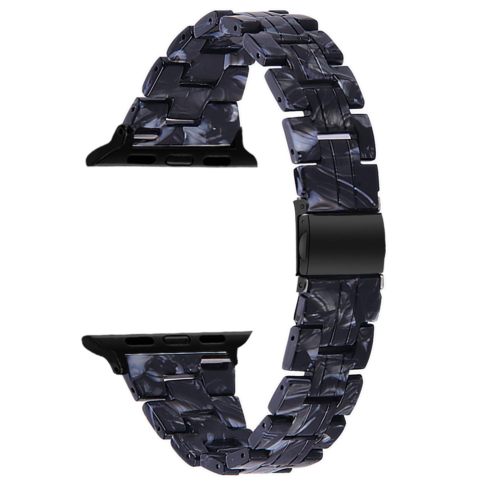 コンパチブル Apple Watch 樹脂 バンド 細いタイプApple watch series 8/SE2/7/6/5/4/3/2/1/SE/Ultra ベルト 耐衝撃 樹脂製 簡単調節 簡単取付 オシャレ 軽量 アップルウォッチに対応 38mm 40mm 41mm 交換バンド(38mm 40mm 41mm|フラワーブラック)