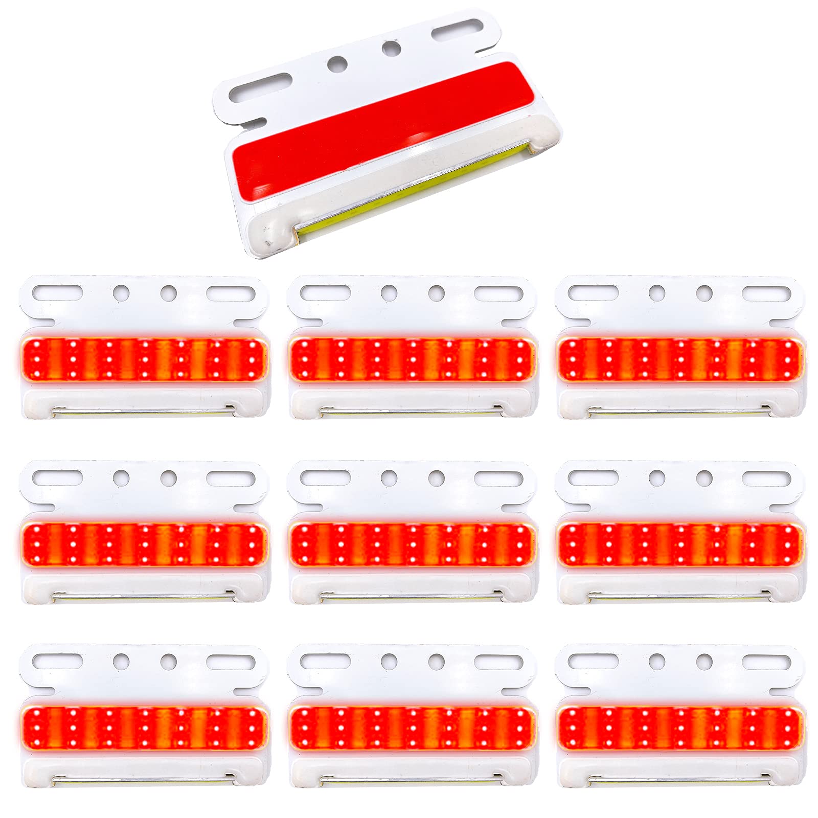 Meliore 薄型 サイドマーカー LED 24V COB ダウン アンダー ライト 大型 車 トラック 60mm×105mm×6mm SN-246-SM スイッチ 軽量 10個 (レッド)