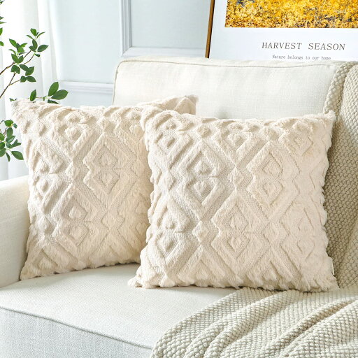 OTOSTAR クッションカバー 55x55cm 北欧 2枚セット ショートウール ベルベット おしゃれ 可愛い 柔らかい 柄 ひし形 モダン エレガント ファスナー インテリア ソファー用クッションカバー クッションケース ソファ背当て くっしょんかばー 装飾枕カバー 座布団カバー ( OTOSTAR クッションカバー 55x55cm 北欧 2枚セット ショートウール ベルベット おしゃれ 可愛い 柔らかい 柄 ひし形 モダン エレガント ファスナー インテリア ソファー用クッションカバー クッションケース ソファ背当て くっしょんかばー 装飾枕カバー 座布団カバー (
