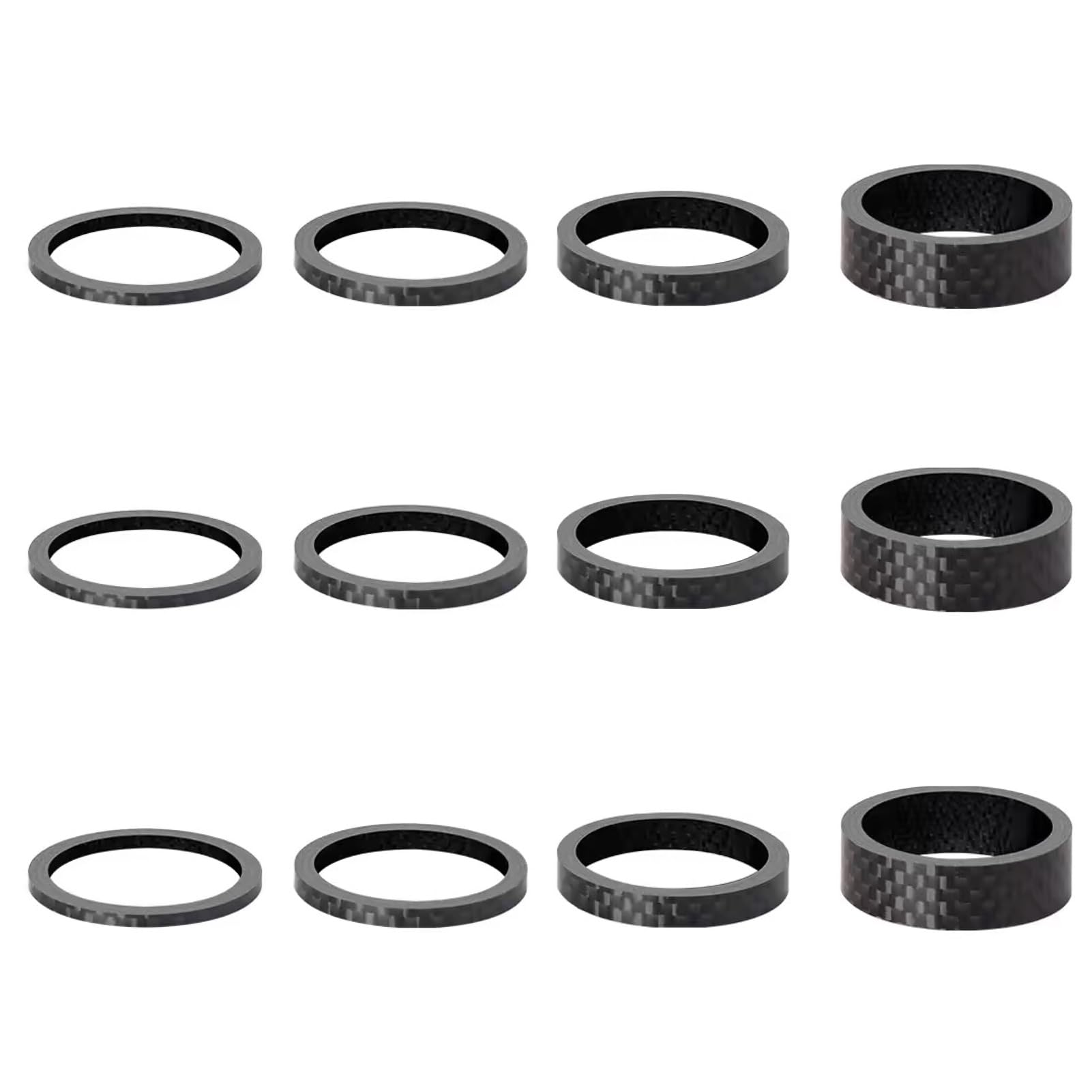 Azarxis ヘッドセットスペーサー 28.6mm ステムスペーサー 自転車 コラムスペーサー ワッシャー 2mm 3mm 5mm 10mm クロスバイク ロードバイク マウンテンバイク（12個 - セット2 (カーボン)）