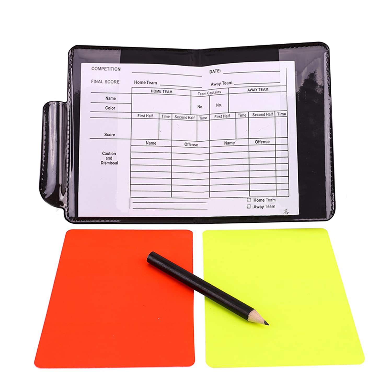 【送料無料】RICISUNG サッカー 審判カード 審判用品 警告カード サッカーカード イェローカード 赤と黄色のカード レコード紙 5枚 鉛筆1本