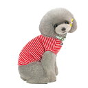 Kingsie 犬服 Tシャツ 夏用 犬の服 可愛い ストライプ ベスト ドッグウェア 中小型犬 猫 ペット服 春夏秋 お出かけ 散歩 (S, レッド)