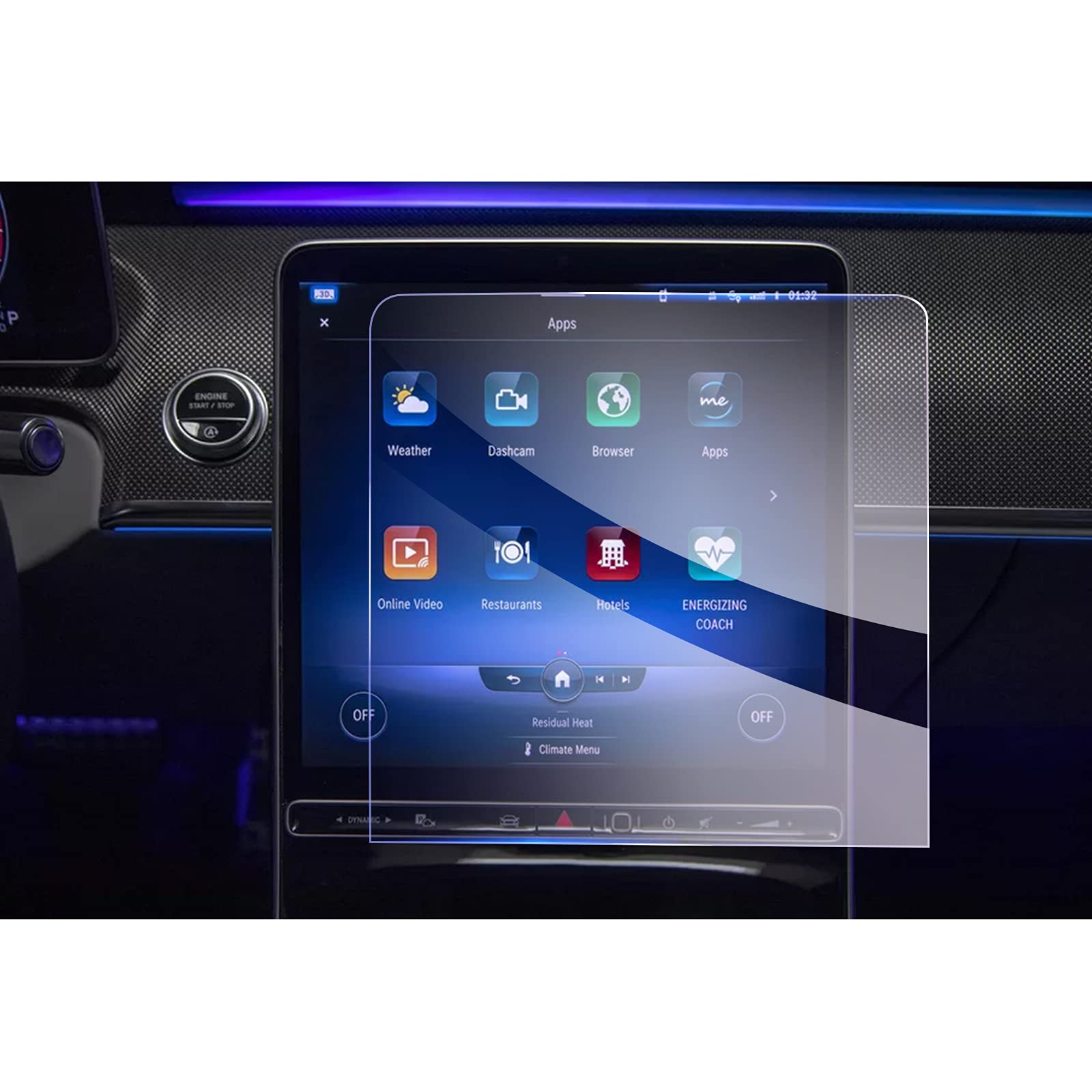 【GAFAT】メルセデス ベンツ Benz Sクラス W223 7代目 2021年〜 12.8インチ 車用液晶保護フィルム 有機ELメディアディスプレイ ナビゲーション ナビ専用ガラスフィルム 9H硬度 強化ガラス 透光性 傷防止 汚れ防止 飛散防止 指紋防止