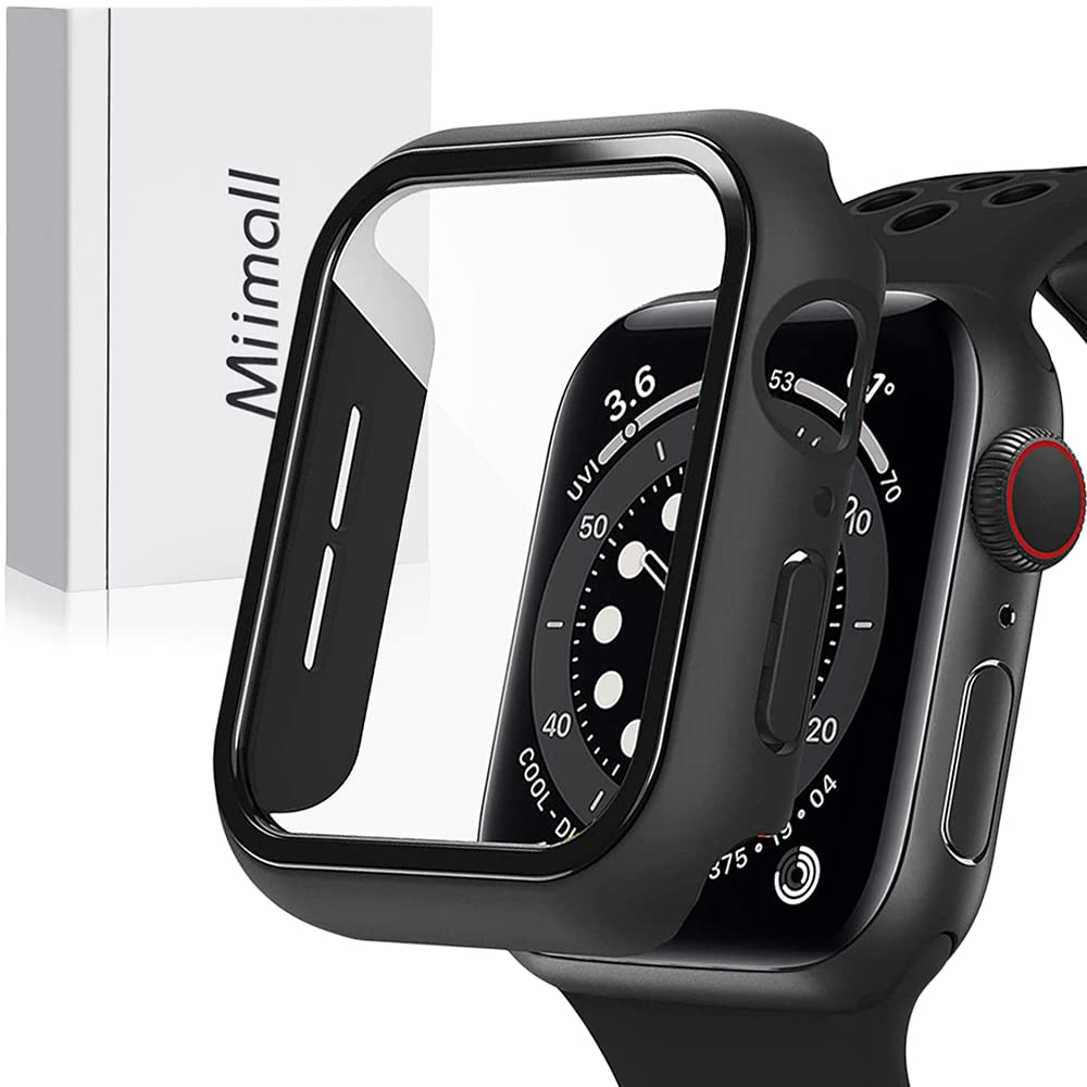 Miimall 対応 Apple Watch 6/SE/4/5 一体型ケース アップルウォッチ6 フイルム くもり止め スポーツ 防塵 傷防止 防衝撃 PC材質 全面保護ケース Apple Watch 5 カバー（40mm|ブラック）(2)
