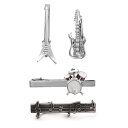 Yoursfs おもしろ ネクタイピンセット 4本 楽器 タイピン 五線譜 ドラム ベス ギター ネクタイピン 銀 おしゃれ ユニーク 音楽 メンズ 父の日 プ...