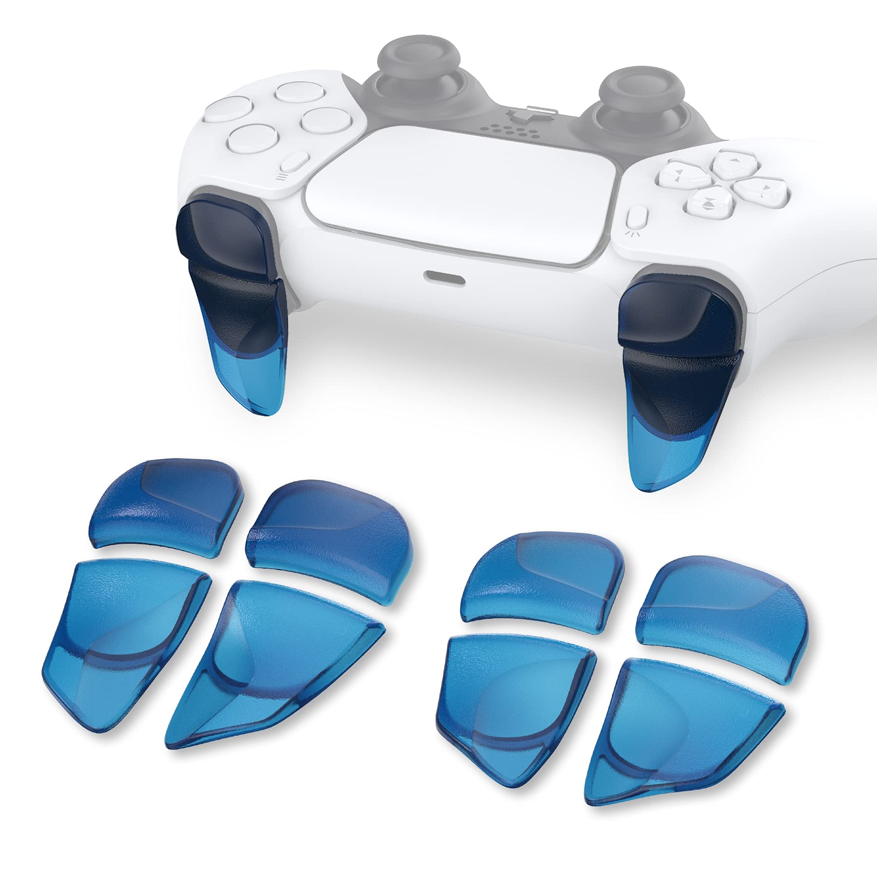 PlayVital ps5コントローラーに対応用2ペアショルダーボタンエクステンショントリガー、ps5 edge対応用ゲーム改善アジャスター、ps portal対応用バンパートリガーエクステンダー【クリアブルー】