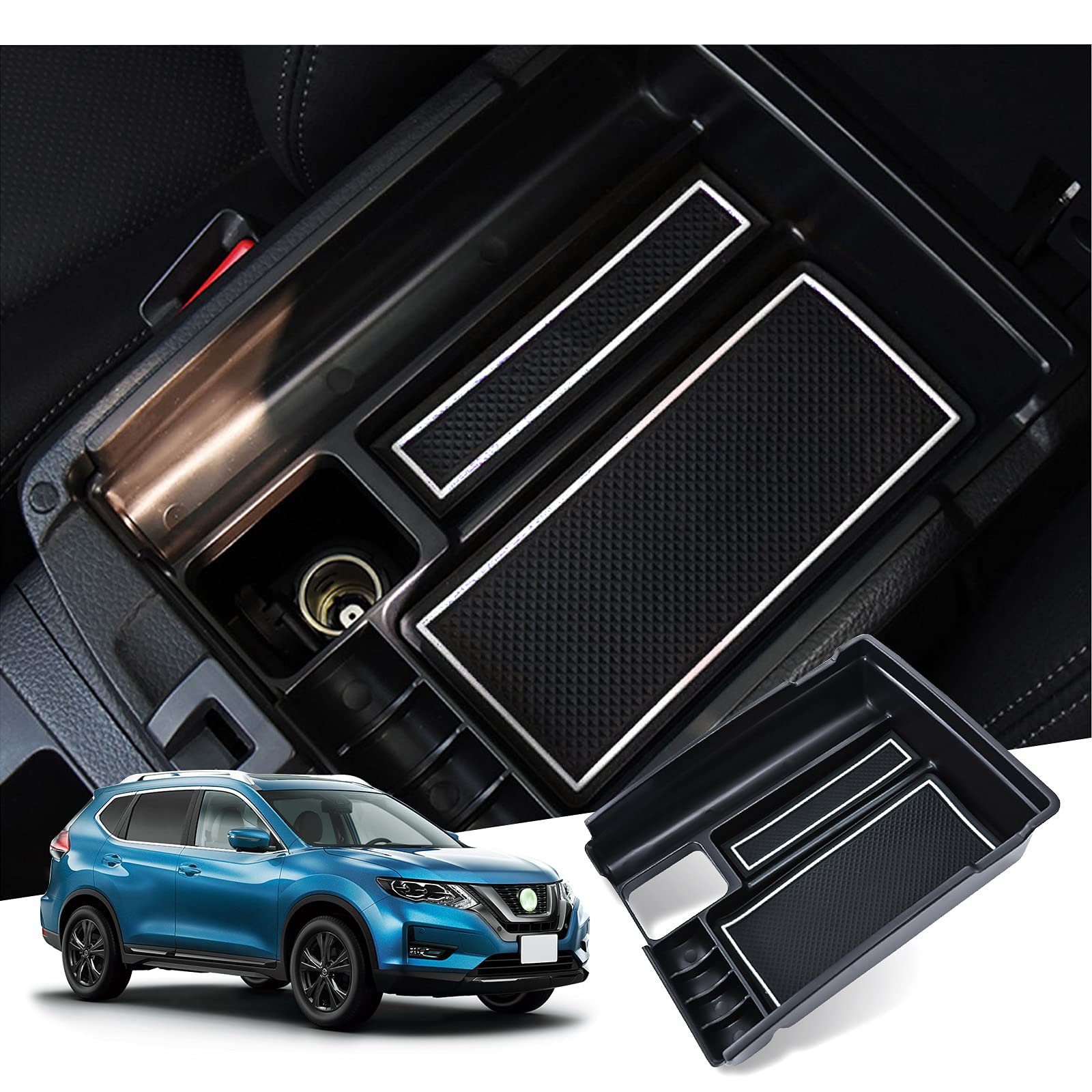 【GAFAT】日産 X-Trail エクストレイル T32/NT32/HT32/HNT32型 3代目 2013年〜2022年 ニッサン 専用 車用収納ボックス 外付コンソールボックス 内装パーツ センターコンソールボックス アームレストボックス ドレスアップ 収納ボックス 小物入れ 滑り止め (ホワイト)