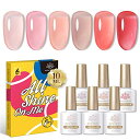 BORN PRETTY カラージェル ジェルネイル ピンク 6色 透け感あり クリアピンク系 桜色 UV/LED対応 花のようにカラージェル ポリッシュタイプ ...
