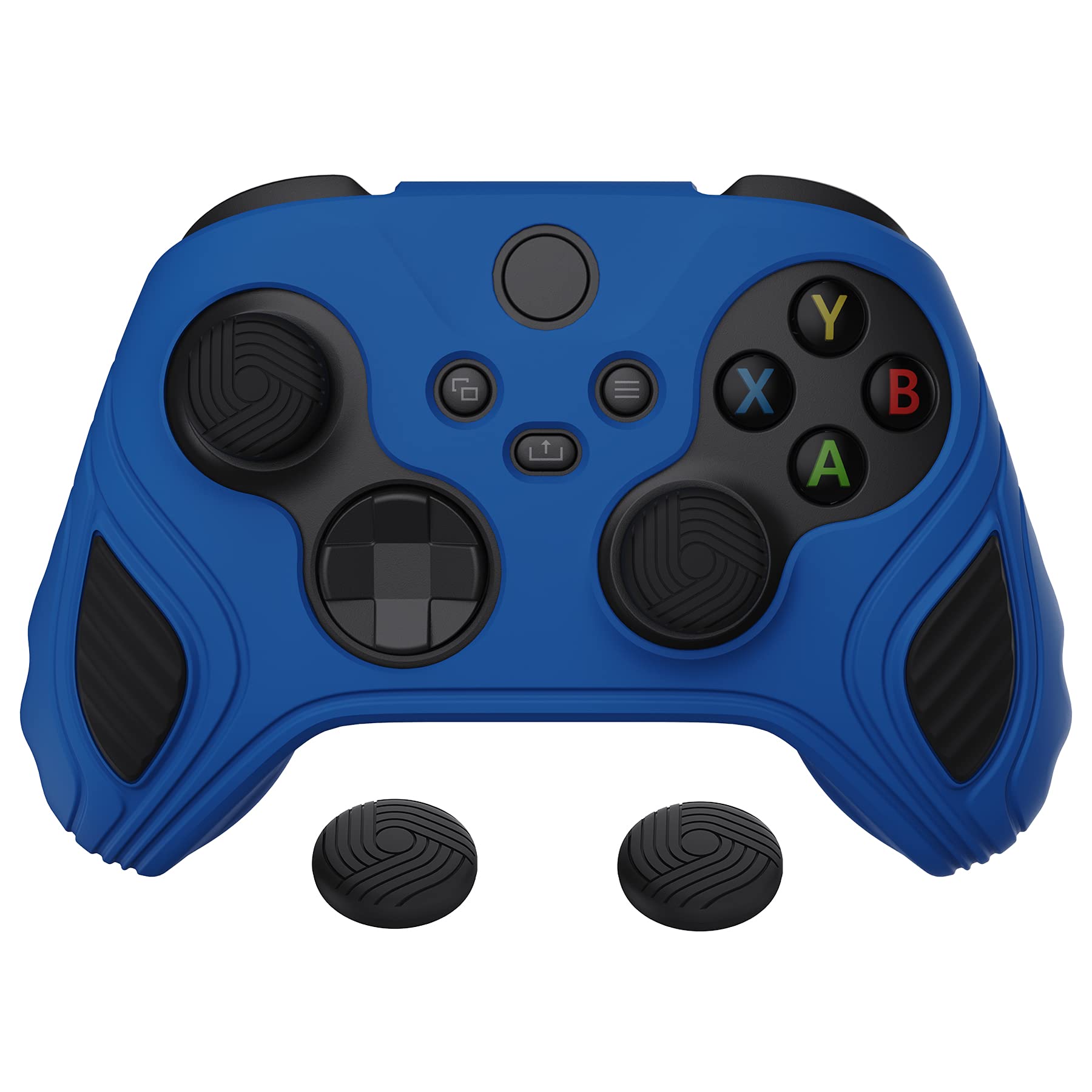 PlayVital XboxシリーズX/Sコントローラーに対応用ツートン滑り止めシリコンケースカバー、Xboxコアコントローラーに対応用ソフトラバーケース、サムグリップキャップが付き【蠍エディション-ブルー＆ブラック】