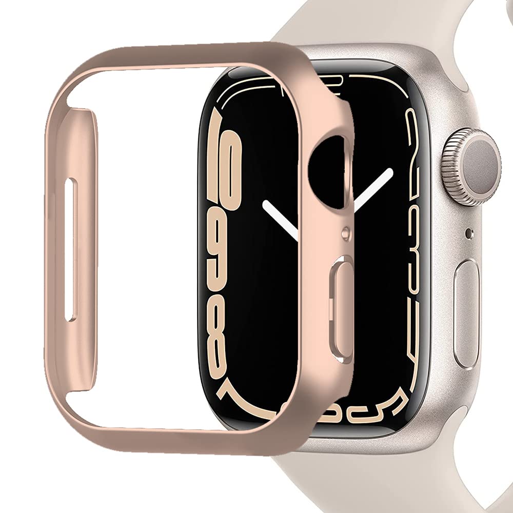 Miimall 対応 Apple Watch Series 9/8/7 41mm 専用ケース 【2023新モデル】 アップルウォッチ 41mm 保護カバー PC材質 超簿軽量 衝撃吸収 装着簡単 傷防止 Apple Watch 7 ケース (41mm|ローズゴール)