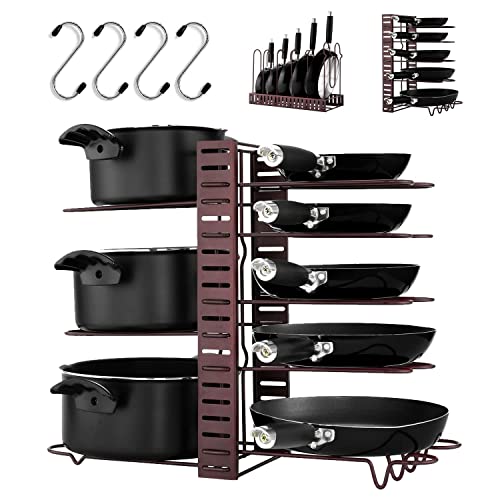 【送料無料】HASONA フライパンスタンド (8仕切り フライパンラック フック4個付き) 鍋 フライパン 収..