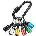 Kimlontonビットホルダー 6色セット カラビナ付き キーホルダー型 ソケットホルダー 先端工具 引き上げ式 ビット&ドリルの携帯用 ドライバービットホル...