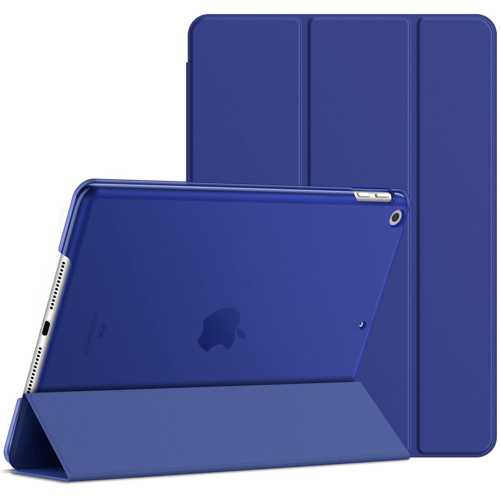 JEDirect iPad 9/8/7 ケース (10.2インチ 2021/2020/2019モデル 第9/8/7世代用) ケース 三つ折りスタンド 耐衝撃カバー オートウェイクアップ/スリープ機能 (ネービーブルー)