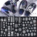 LANODO 4枚 ネイルシール 5D フレンチシール 冬のクリスマスフレンチネイルアート装飾 ホワイト 雪の結晶 複数のスタイル DIY