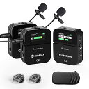 MOMAN C2X ワイヤレスマイクシステム, 操作簡単 長距離でも安定伝送 音量調節 音声モニタリング 液晶付き 一眼レフ、スマホ、カメラ対応外付けマイク 二人トーク セミナー講座 YouTube動画撮影用ワイアレスピンマイク, ワイヤレス-マイクロフォン‐ピンマイク-外部マイク