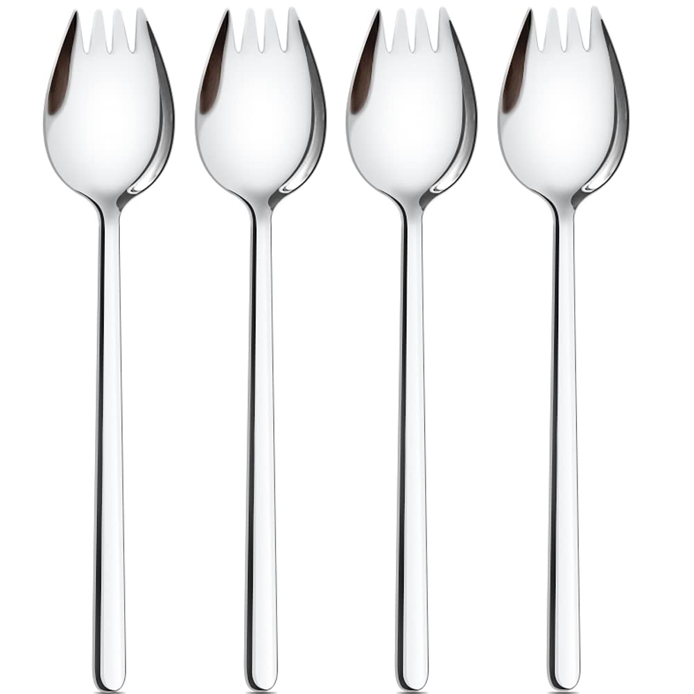 【送料無料】AOOSY 先割れスプーン 4本 18.8cm サラダサーバー ケーキスプーン ステンレス鋼製サラダスプーン フルーツフォーク 多機能用フォークスプ...