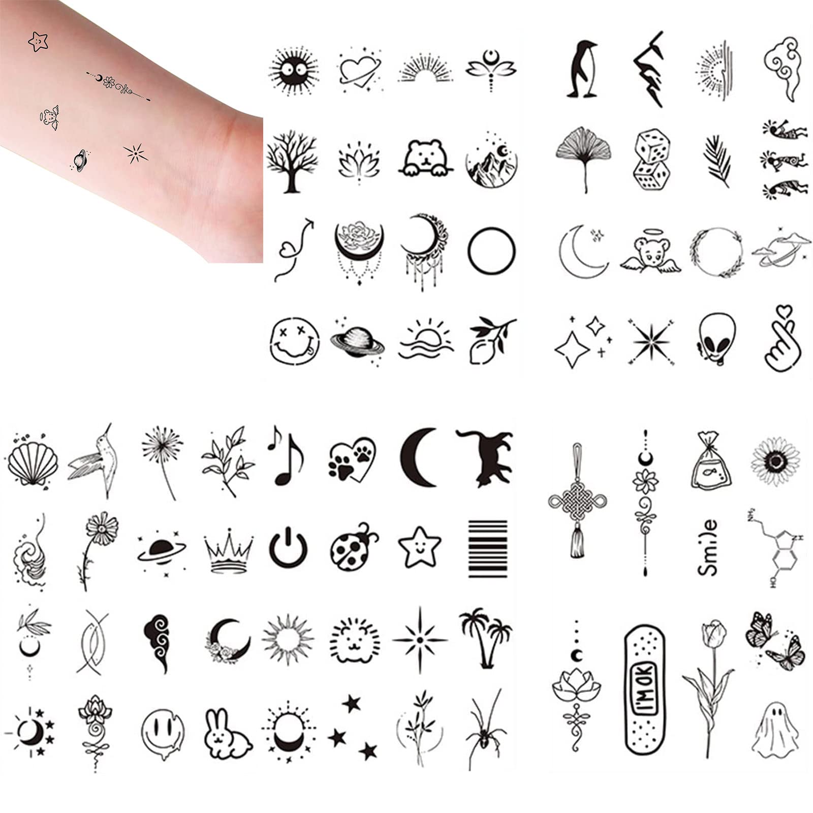 【送料無料】RICISUNG 75枚セット タトゥーシール ボディーシール ステッカー ブラック 防水 簡単貼る 長持ち おしゃれ かわいい レディース タトゥ...