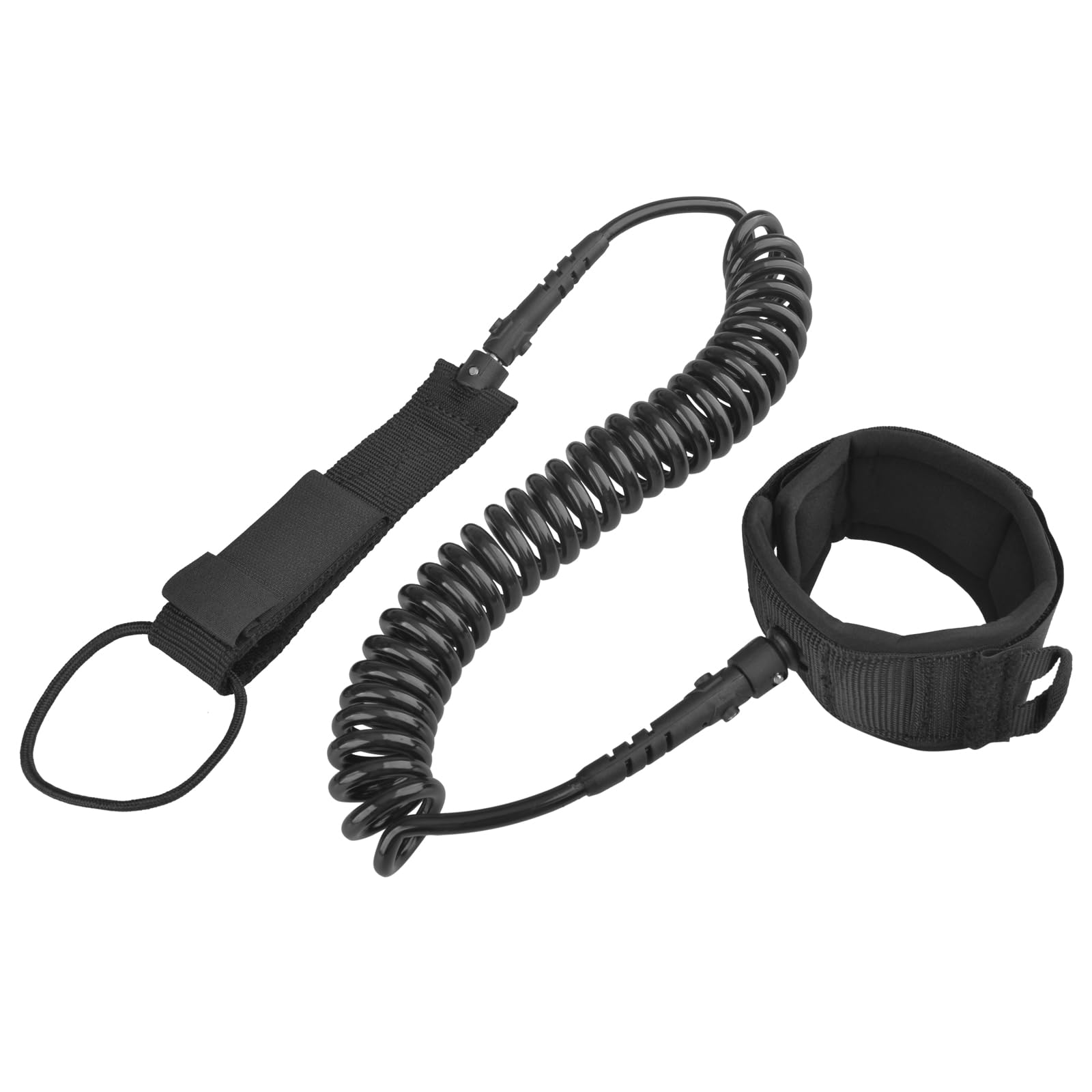 TRIWONDER リーシュコード ショートボード用 サーフィンコード リーシュ 弾性コイル SUP Surfboard Leash (ブラック)