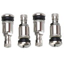 Kimlonton4個入りセット ボルトイン 合金シルバーメタルホイールタイヤバルブホイール用インサイドバルブステム チューブレスタイヤエアバルブ ダストキャッ...