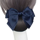 ALLMIRA シニヨン ネット バレッタ ネット付き おだんご ネット ヘアネット リボン お団子ネット 黒 ブラック 大きめ 髪ネット 髪留め ヘアアクセサ...