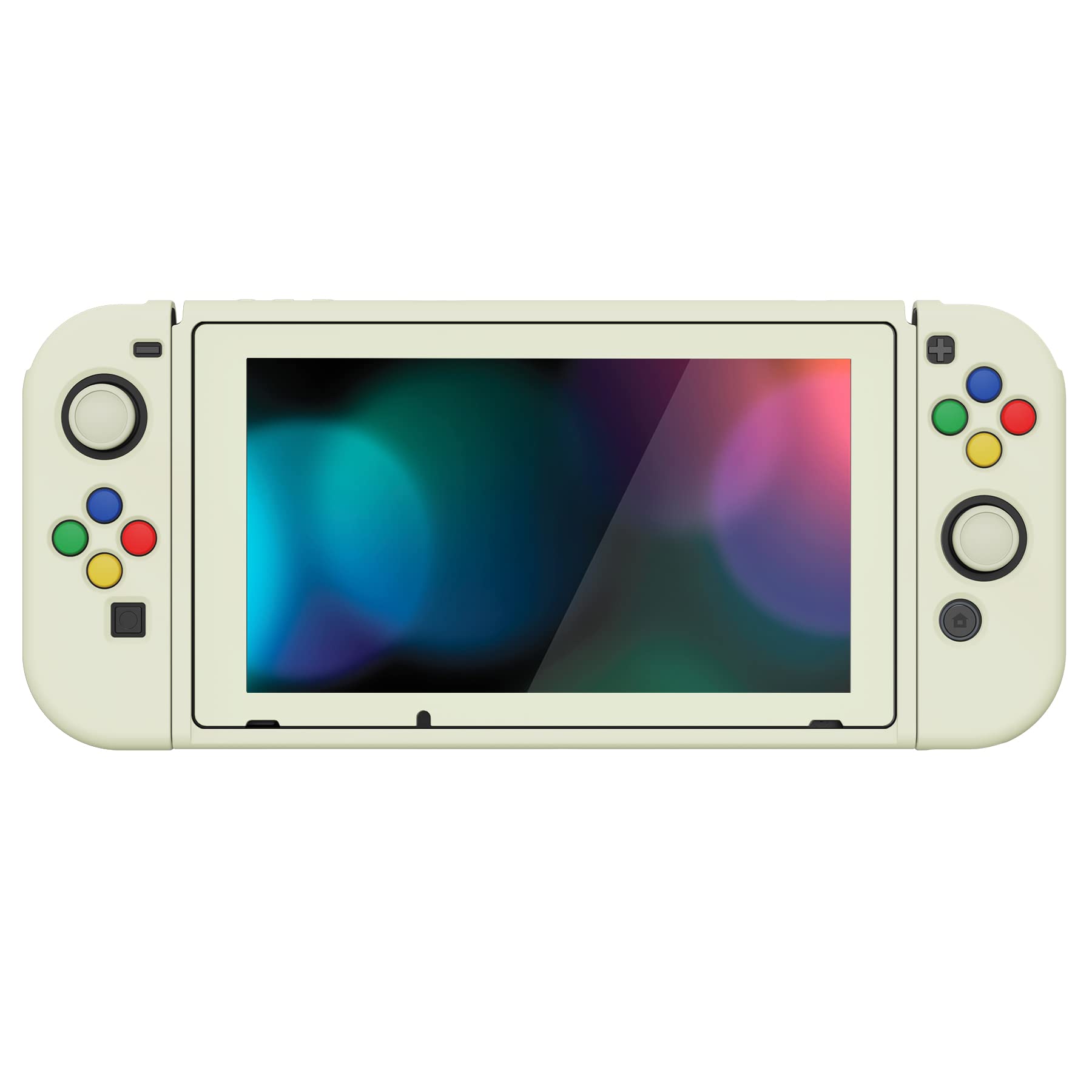 PlayVital ZealProtect Nintendo Switchに対応用ソフト保護シェル、switchに対応用フレキシ保護カバー、スクリーン保護フィルム＆サムグリップキャップ＆ABXY方向ボタンキャップ付き【アイボリー】