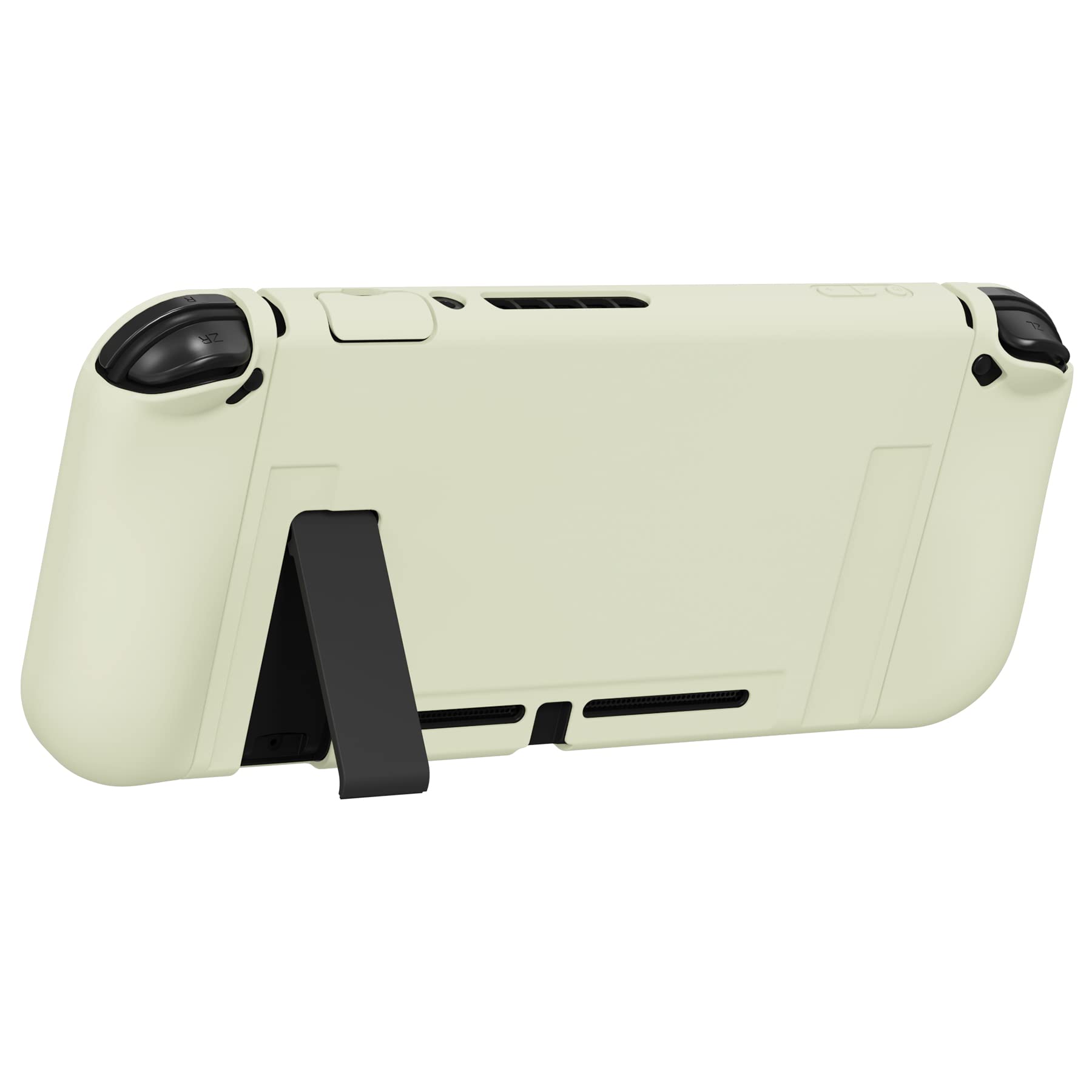 PlayVital ZealProtect Nintendo Switchに対応用ソフト保護シェル、switchに対応用フレキシ保護カバー、スクリーン保護フィルム＆サムグリップキャップ＆ABXY方向ボタンキャップ付き【アイボリー】