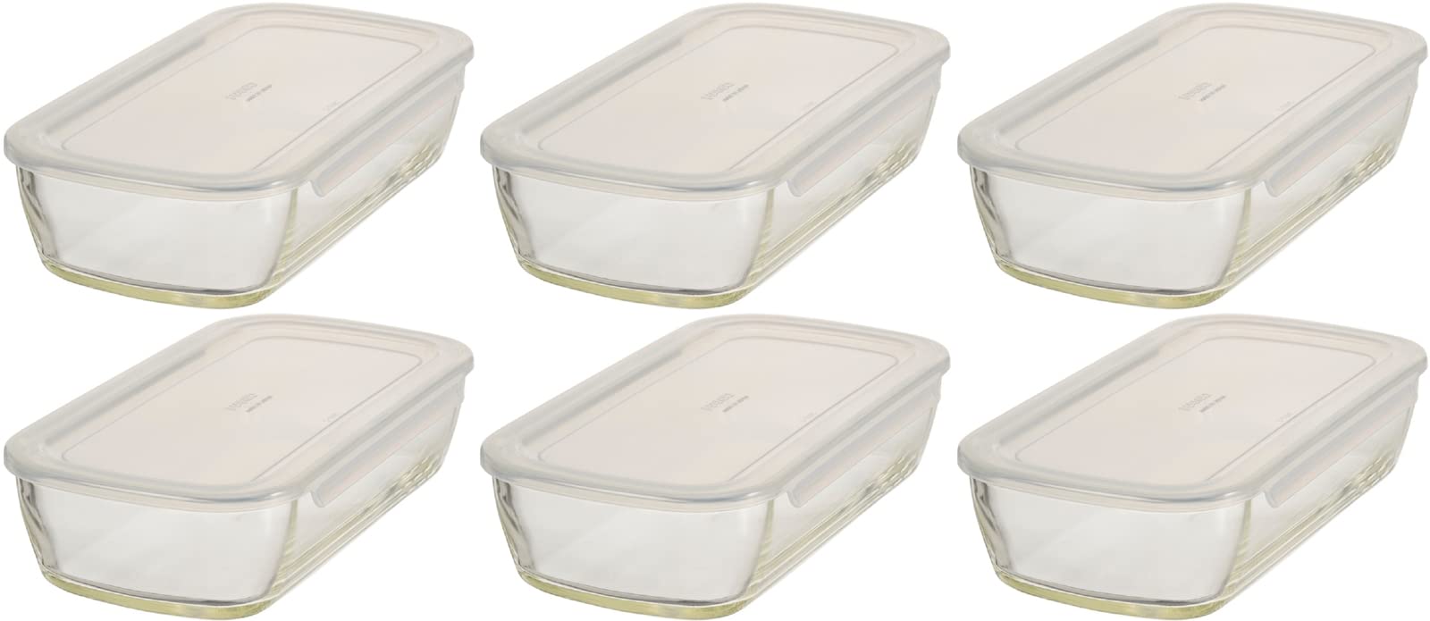 HARIO(ハリオ) 日本製 耐熱ガラス 製 保存容器 角 900ml BUONO kitchen KSTL-90-TW 6個セット クリア