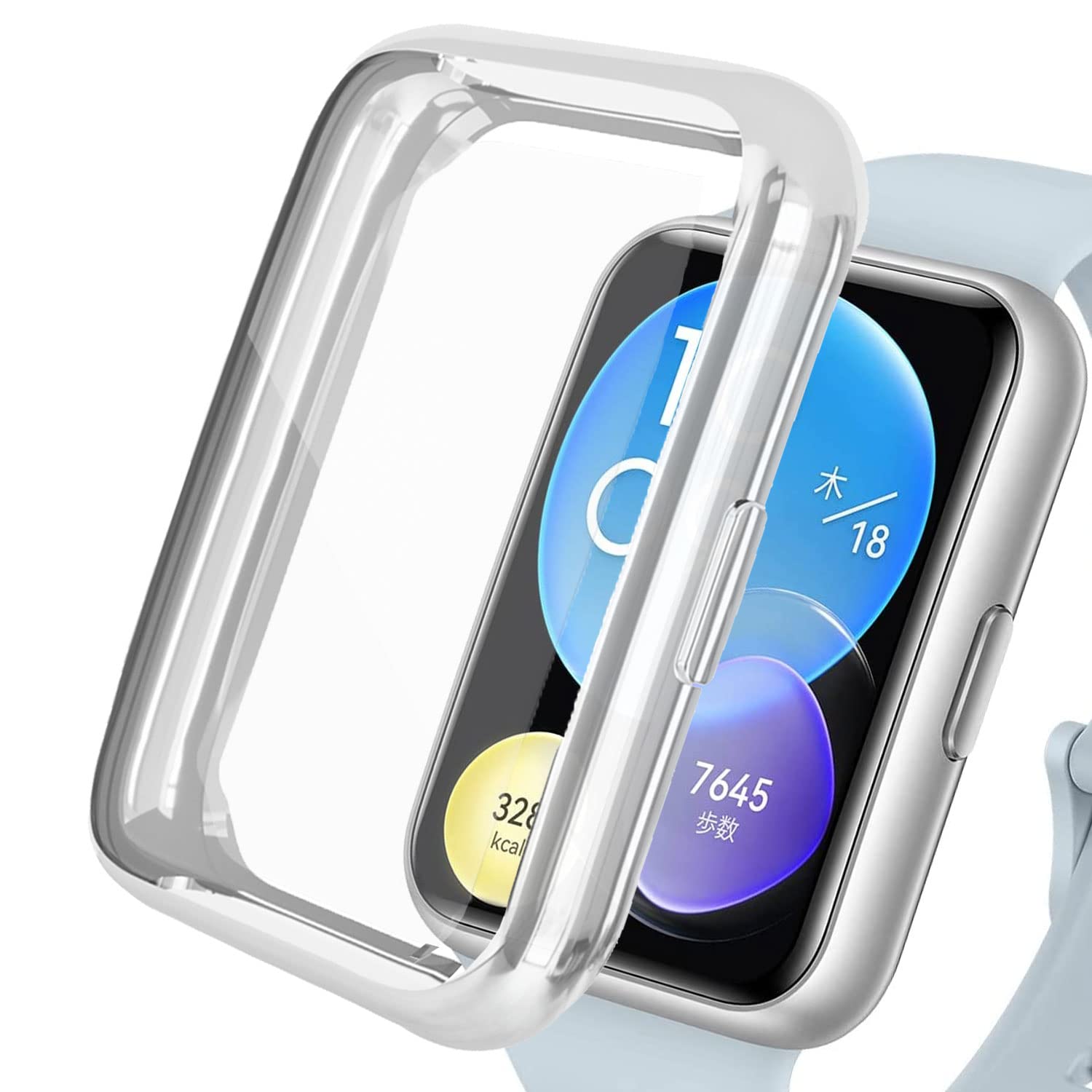 【送料無料】Miimall 【全面保護カバー 】 対応 HUAWEI WATCH Fit 2 ケース ソフト TPU素材 ファーウェイ watch Fit 2 クリアカバー 擦り傷防止 軽量薄型 メッキ加工 ファーウェイウオッチ フィット2 バンパー （クリア）