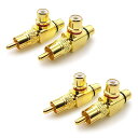 Rimikuru RCA 分配器 分岐アダプタ 2分配 RCAケーブル オーディオ 変換 プラグ RCA分岐アダプタ 金メッキ セット (T型 4個セット)