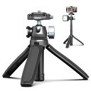 ULANZI MT-46 F38クイックシュー三脚 カメラ三脚 3段伸縮 卓上三脚 ミニ三脚 360度自由雲台 自撮り棒 アクセサリーシュー付き アルミ合金製 持ち運びに便利 クイックリリースプレート 1/4"ネジ vlog セルカ棒 三脚アクセサリー 一眼レフ/Osmo Pocket1 2 ZV-1 RX100 M1-M