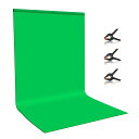 PULUZ グリーンバック 1×2m 背景布 緑 グリーンスクリーン 袋縫い クロマキー グリーンバック 撮影用バックペーパー green screen 厚手ポリエステル綿素材 洗濯可能 3つ強力クリップ付き オンライン会議zoom用/クロマキー合成/バーチャル背景/リモート背景/全身写真用(2)
