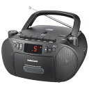 オーム電機AudioComm CDラジカセ ポータブル コンセント 乾電池 ラジオ カセットデッキ カセットテープ録音再生 ブラック RCD-320N-K 03...