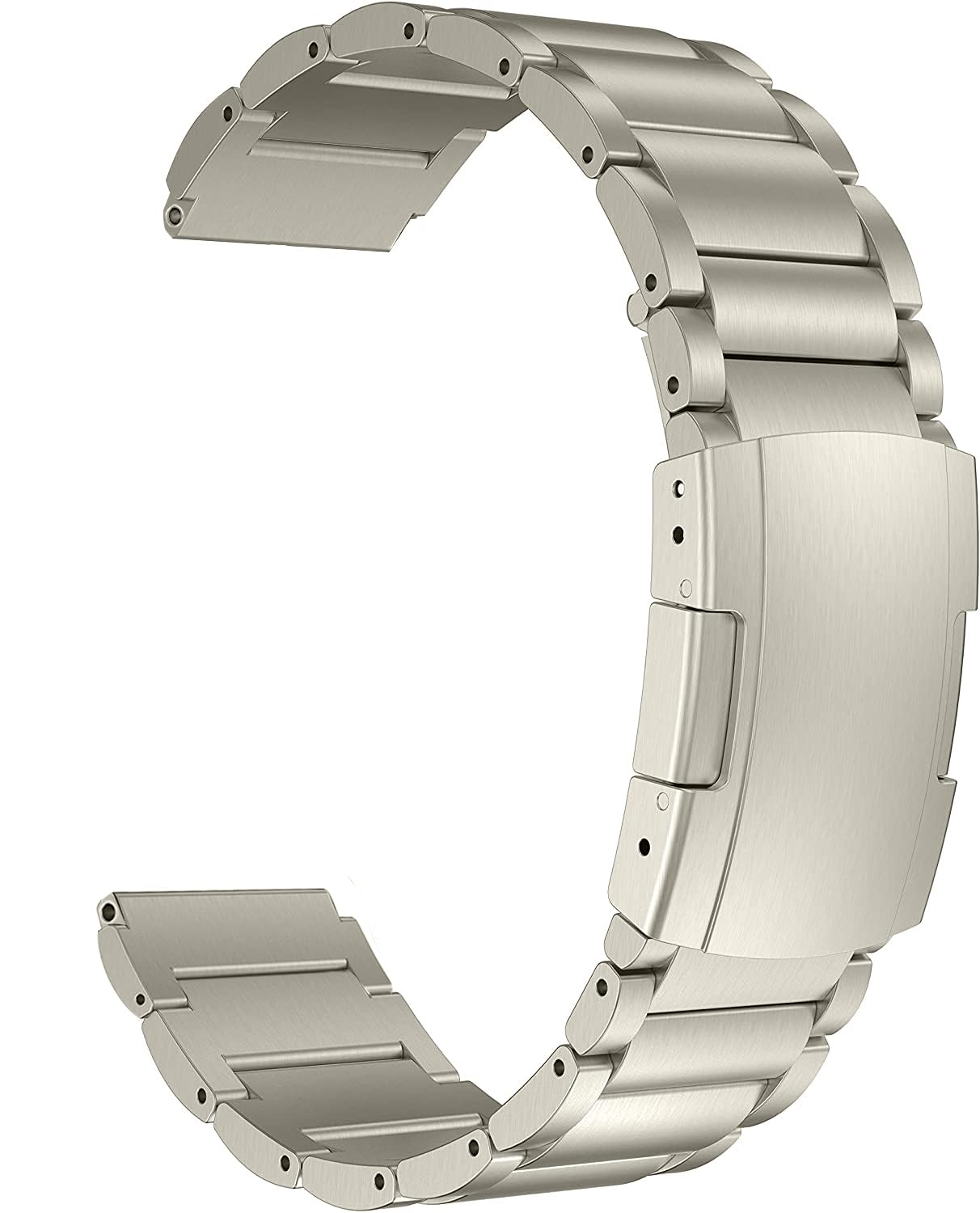 【送料無料】MaKTech チタンバンド、20mm軽量ワンピースメタルリンクブレスレット、Samsung Galaxy Watch 7 FE 6 5 4,40/42/43/44/45/46/47mm,Huawei GT 4/3-41/42mmに対応 (チタン色)