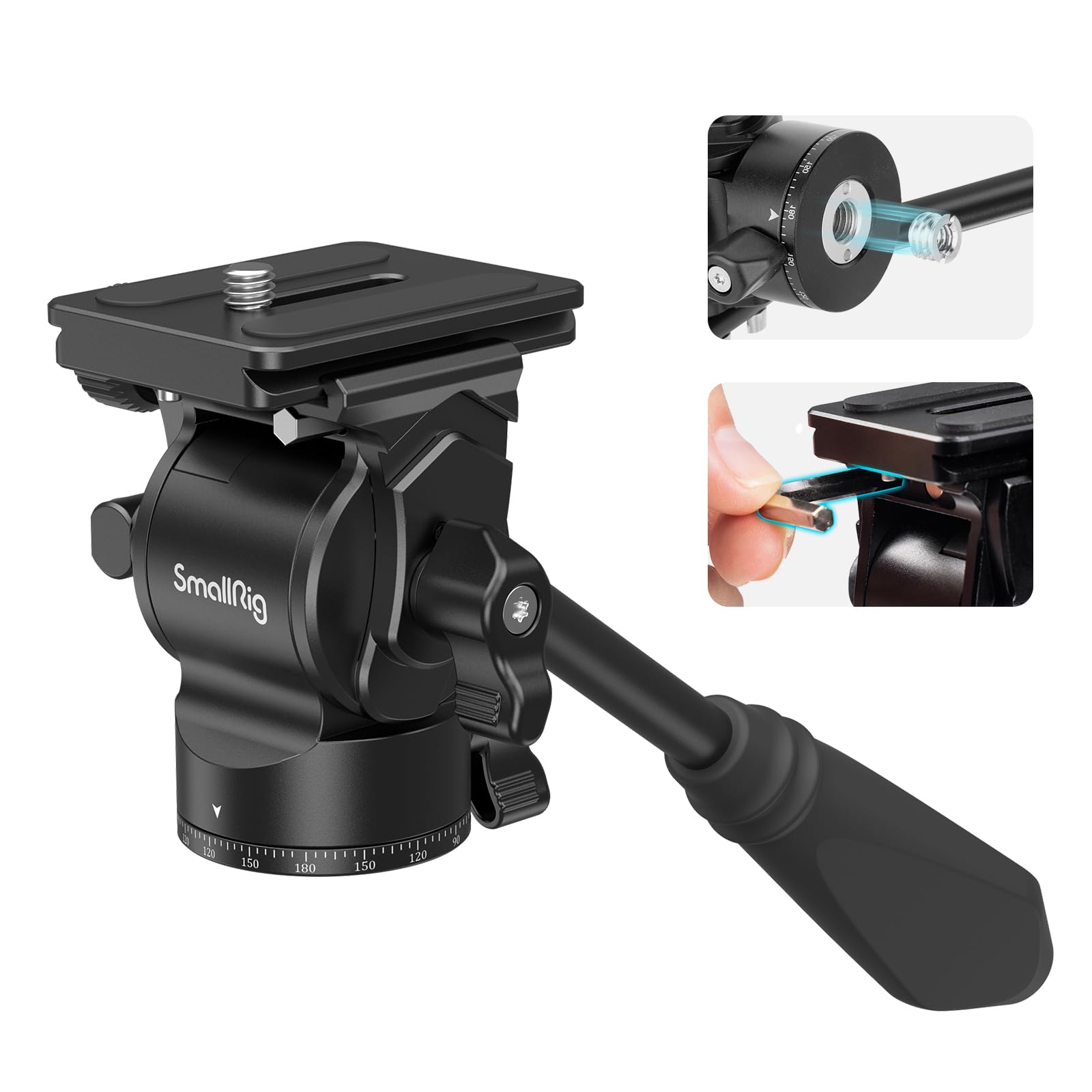 【送料無料】SmallRig フルード ビデオ雲台 2WAY雲台 小型カメラ雲台 CH10 1/4"ネジ 耐荷重3キロ フラ..