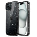 【送料無料】JEDirect iPhone 15 (6.1インチ専用) きらきら ケース ブリンブリン 衝撃吸収 バンパーカバー かわいい キラキラ 女性用 (ブラック)