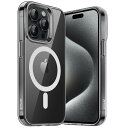 JEDirect iPhone 15 Pro 6.1インチ用 マグネット ケース MagSafe ワイヤレス充電対応 衝撃吸収 バンパーカバー 傷つけ防止 透明...
